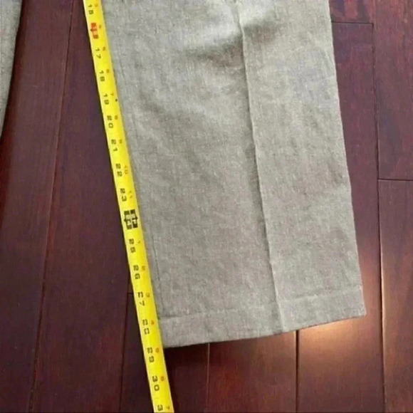 Vintage Linen Trousers High Rise Relaxed Fit Pleated Pants Olive Green Size 14 - Picture 12 of 15